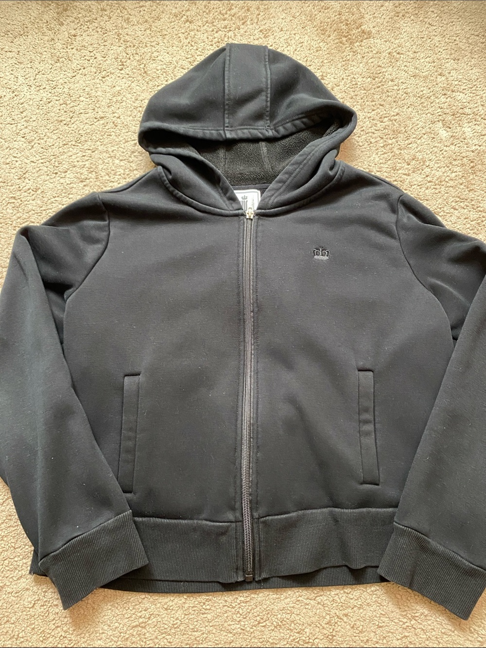 Juicy Couture Black Zip-Up Hoodie with Crown Emblem